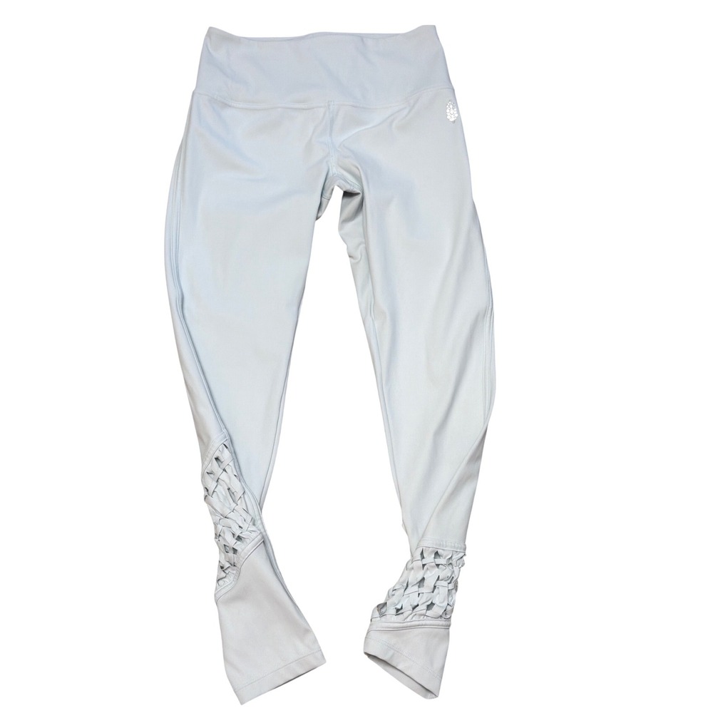 FP Movement Gray Blue High Rise Leggings Cutout Woven Ankle Detail Small
